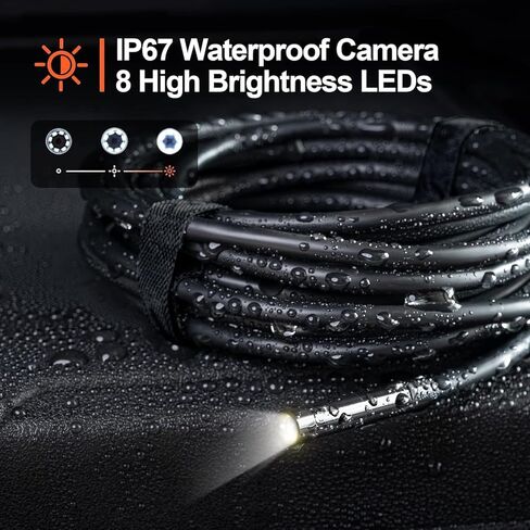 كاميرا فحص لاسلكية من تيسلونج، كاميرا على شكل ثعبان بمنظار 1080 بكسل مع 7 مصابيح LED وعدسة 0.28 بوصة فيديو عالي الدقة وكاميرا فحص IP67 مقاومة للماء in Kuwait