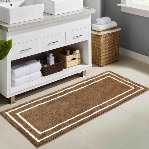 Uphome Bathroom Rugs Sets 3 Piece, Modern Black and White Bathroom Mat Set Non Slip Machine Washable, Soft Absorbent Bath Mat Set with U Shaped Toliet for Tub, Shower in Kuwait