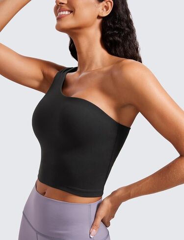 حمالة صدر رياضية طويلة بكتف واحد من CRZ YOGA Butterluxe للنساء - حمالة صدر لليوجا غير متماثلة للتمرين وحمالة صدر مدمجة in Saudi Arabia