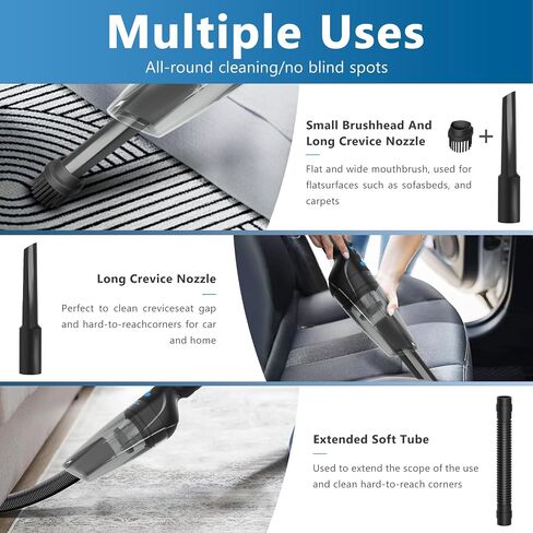 Cordless Handheld Vacuum Cleaner - Powerful 10000Pa Suction with High-Performance Motor, Handheld Vacuum Cordless, Vacuum Cleaner Type C Port, Dual Filters - Portable for Home, Car, and Pet Cleaning in Saudi Arabia