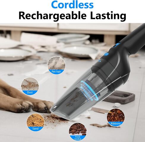 Cordless Handheld Vacuum Cleaner - Powerful 10000Pa Suction with High-Performance Motor, Handheld Vacuum Cordless, Vacuum Cleaner Type C Port, Dual Filters - Portable for Home, Car, and Pet Cleaning in Saudi Arabia