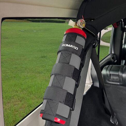 Roll Bar Fire Extinguisher Mount for Jeep Wrangler YJ TJ JK JKU JL 2.5 Lb Fire Extinguisher Holder Bag(Black) in Kuwait