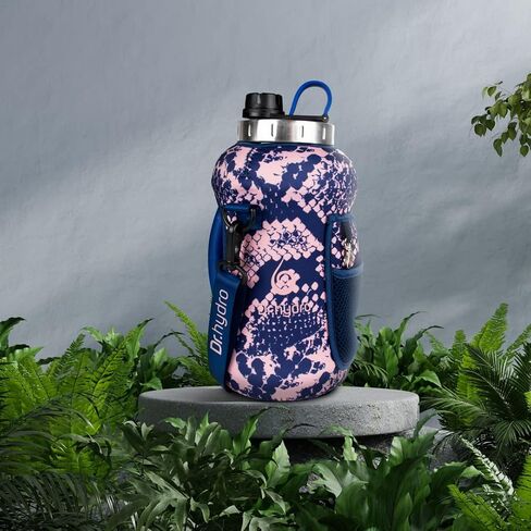 زجاجة مياه DR.HYDRO نصف جالون مع غطاء تتضمن القش وغطاء للشرب - إبريق ماء رياضي خالٍ من مادة BPA | زجاجة مياه كبيرة مانعة للتسرب بمقبض من السيليكون | زجاجة مياه تحفيزية 2.2 لتر (74 أونصة) in Kuwait