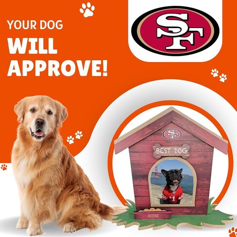 Fan Creations San Francisco 49ers Dog House Picture Frame NFL 3D Decorative Tabletop Photo Holder - Celebrate Best Friend & Team - Holds 3.5x3.75 Print - For Home, Office, Dorm in Saudi Arabia