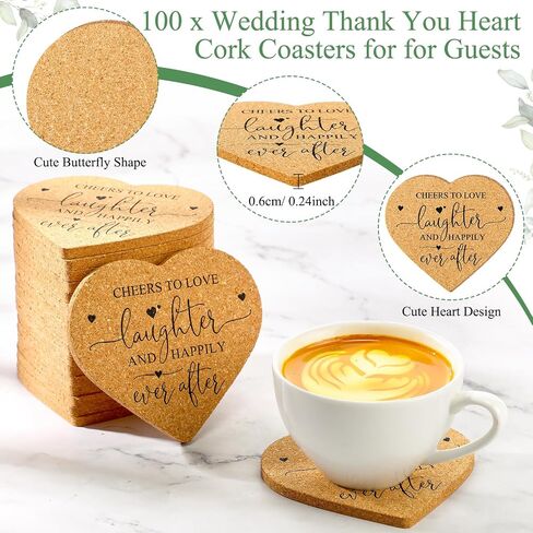 Uiifan 50 Set Wedding Favors for Guest Coaster Gifts Bulk Heart Shaped Coasters Thank You Cards Organza Bags Guest Souvenirs for Wedding Party Bridal Favors in Saudi Arabia