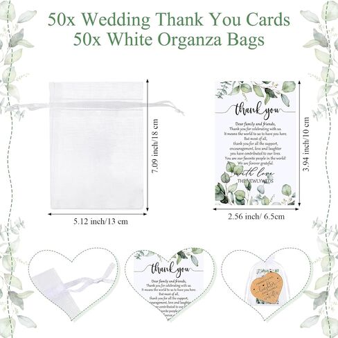 Uiifan 50 Set Wedding Favors for Guest Coaster Gifts Bulk Heart Shaped Coasters Thank You Cards Organza Bags Guest Souvenirs for Wedding Party Bridal Favors in Saudi Arabia