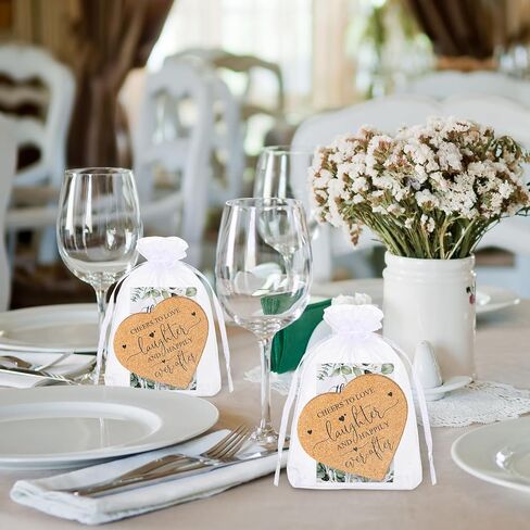 Uiifan 50 Set Wedding Favors for Guest Coaster Gifts Bulk Heart Shaped Coasters Thank You Cards Organza Bags Guest Souvenirs for Wedding Party Bridal Favors in Saudi Arabia