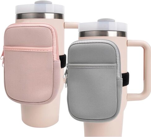 حقيبة زجاجة مياه لمغامرة ستانلي كوينشر 40 أونصة، قطعتان من أكياس الأكواب مع جيب، حقيبة محمولة لزجاجة المياه للهاتف الخلوي/البطاقة/المفتاح، ملحقات الجري في صالة الألعاب الرياضية لكأس ستانلي in Kuwait