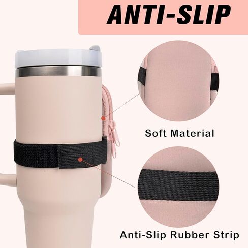 حقيبة زجاجة مياه لمغامرة ستانلي كوينشر 40 أونصة، قطعتان من أكياس الأكواب مع جيب، حقيبة محمولة لزجاجة المياه للهاتف الخلوي/البطاقة/المفتاح، ملحقات الجري في صالة الألعاب الرياضية لكأس ستانلي in Kuwait