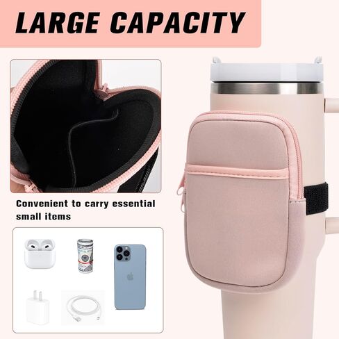 حقيبة زجاجة مياه لمغامرة ستانلي كوينشر 40 أونصة، قطعتان من أكياس الأكواب مع جيب، حقيبة محمولة لزجاجة المياه للهاتف الخلوي/البطاقة/المفتاح، ملحقات الجري في صالة الألعاب الرياضية لكأس ستانلي in Kuwait