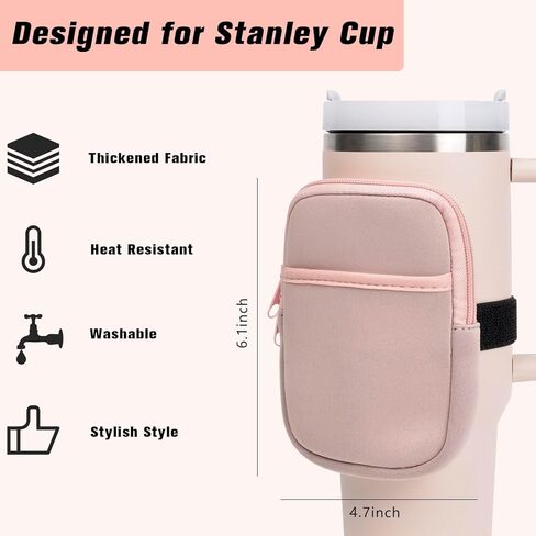 حقيبة زجاجة مياه لمغامرة ستانلي كوينشر 40 أونصة، قطعتان من أكياس الأكواب مع جيب، حقيبة محمولة لزجاجة المياه للهاتف الخلوي/البطاقة/المفتاح، ملحقات الجري في صالة الألعاب الرياضية لكأس ستانلي in Kuwait