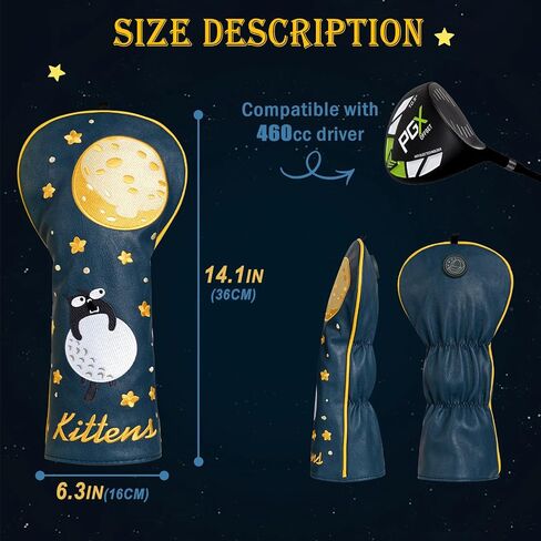 أغطية رأس سائق الجولف المضحكة من Cat Kittien Fly to The Moon مع إبزيم مغناطيسي in Saudi Arabia