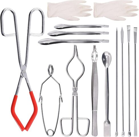 13Pcs Premium Scientific Labwares Essential Lab Tools Set Includes Beaker Tongs Crucible Tongs Lab Spatula Scoop Spoon Test Tube Tweezers Clamps in Saudi Arabia