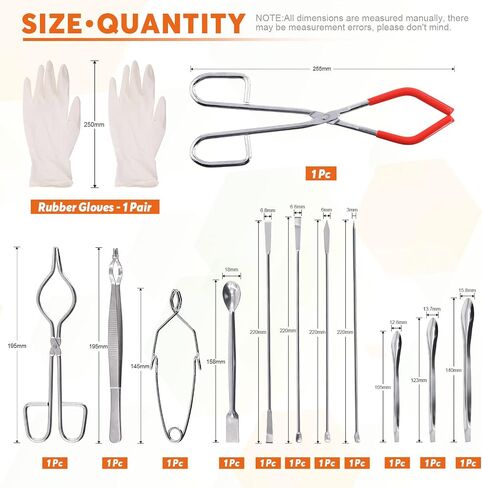13Pcs Premium Scientific Labwares Essential Lab Tools Set Includes Beaker Tongs Crucible Tongs Lab Spatula Scoop Spoon Test Tube Tweezers Clamps in Saudi Arabia