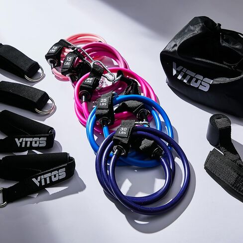 مجموعة أربطة تمارين المقاومة من فيتوس مع مقابض ومرساة باب وأشرطة للكاحل وحقيبة حمل in Kuwait