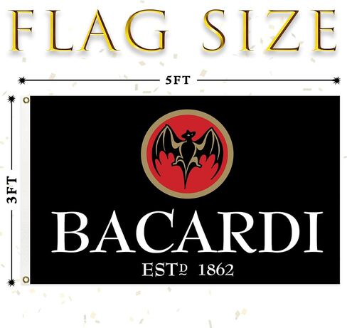 Black Beer Flag 3x5 ft Bacar-di Beer Flag Man Cave Wall Beer Flag with 2 Brass Grommets,Outdoor Sign House Flag Polyester Yard in Saudi Arabia