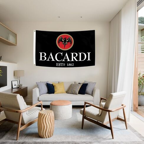Black Beer Flag 3x5 ft Bacar-di Beer Flag Man Cave Wall Beer Flag with 2 Brass Grommets,Outdoor Sign House Flag Polyester Yard in Saudi Arabia