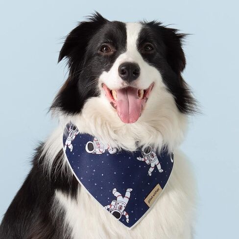 Dog Bandana 2 Pack, Spaceman Rocket and Satellite Set Travel to Starry Sky, Pet Friendly Design, Hair and Water Resistant, Adjustable Dog Scarf for Small Boy Girl Dog in Saudi Arabia
