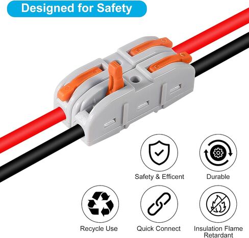 50PCS Lever Wire Connectors, 1 to 1 Inline Assemblable Wire Connector, Electrical Connectors Wire Terminals for Any Circuit Inline Splices 24-12 AWG in Saudi Arabia