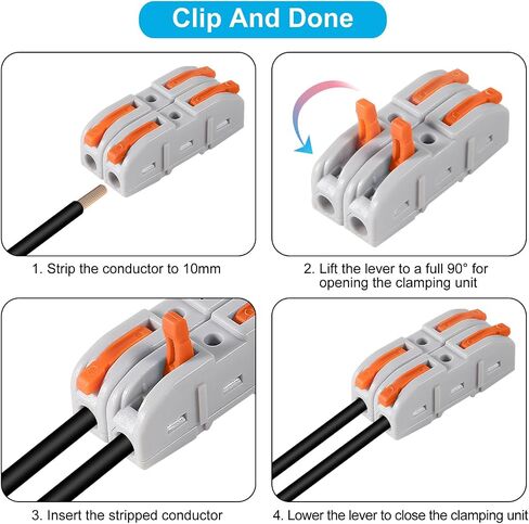 50PCS Lever Wire Connectors, 1 to 1 Inline Assemblable Wire Connector, Electrical Connectors Wire Terminals for Any Circuit Inline Splices 24-12 AWG in Saudi Arabia