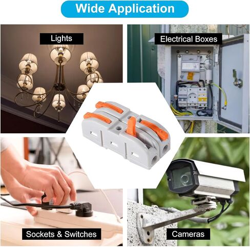 50PCS Lever Wire Connectors, 1 to 1 Inline Assemblable Wire Connector, Electrical Connectors Wire Terminals for Any Circuit Inline Splices 24-12 AWG in Saudi Arabia