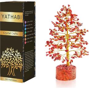 YATHABI Red Jasper, Gemstone, Healing Stone, Chakra Tree of Life, Good Vibes Stone, Home Living Room Décor, Peaceful Gift, Feng Shui, Money Tree, Bonsai Natural, Reiki Crystal