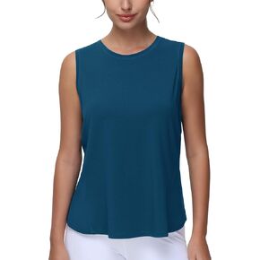 Wjustforu Womens Workout Side Split Tank Tops Sleeveless Loose Fit Athletic Yoga Shirts