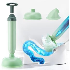 LINGSFIRE High Pressure Toilet Plunger, Air Plunger Drain Clog Remover Upgrade Power Plunger Toilet Clog Remover with 2 Plunger Heads Air Plunger for Toilet Bathroom Kitchen Clogged