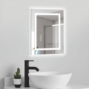 مرآة حمام LED مقاس 16 × 20 بوصة بدون إطار مع أضواء خلفية وأمامية ومضادة للضباب (إيقاف تلقائي) مرآة حائط لمكياج الذاكرة لغرفة النوم وغرفة المعيشة