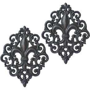 Lulu Decor, Cast Iron Fleur De Lis Decoration Plaque (White Plaque)