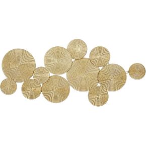 لوحة معدنية CosmoLiving من Cosmopolitan لديكور الحائط المنزلي منحوتة جدارية على شكل قرص مع دوائر مزخرفة، لوحة فنية جدارية مقاس 48 بوصة × 2 بوصة × 23 بوصة، أسود