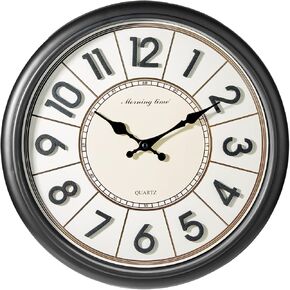 16 Inch Wall Clock, Round with 3D Numerals, Battery Operated, Modern Decor for Home, Office, and Living Room