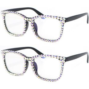 Square Rhinestone Reading Glasses For Women Blue Light Blocking Computer Readers Glasses