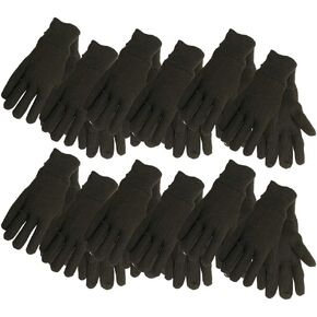 Midwest Gloves & Gear Adult Jersey Gloves, Brown, Large Pack of 12 US