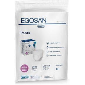 EGOSAN Maxi Incontinence Underwear Pull Ups Lightweight Breathable Disposable with New Designed Acquisition Layer, Stretchable Form-Fitting Max Absorbency for Men and Women (Medium (2 Count Sample))