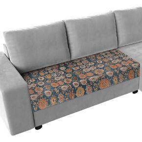 Blue Flower Print Stretch Couch Sofa Cushion Covers,Sectional/Individual/L/T Shape Sofa Couch Slipcover Armchair Furniture Slip Cover with Elastic Bottom,Farmhouse Boho Decorative Patterns S Size 1-PC