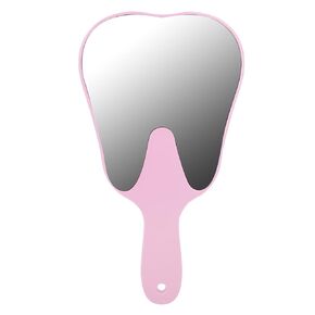 Dental Mirror, Tooth Shaped Mirrors Cute Design Handle Hand Mirror Portable Dental Accessory for Women Men & Kids(Pink)