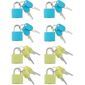 8 Pc Metal Padlock Solid Brass Luggage, Backpack, Diary, Jewelry Box, Crafts, School Teaching Lock with Key and Durable Cover (Small, BYRNPGBG)