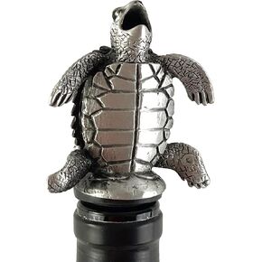 Happy Hour Sea Turtle Wine Pourer, standard, pewter finish