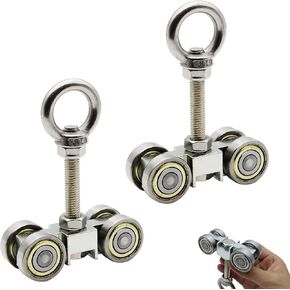 4 Wheel Trolley Assembly Roller Trolley ，Super Silent Pulley， M10 Bolt and Lifting Eye Nut for use with 1-5/8" Wide and All 1-5/8" or Taller Strut Channel (Pack of 2)