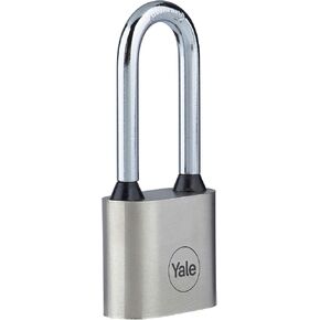 Yale Iron Disc Padlock 50mm - Nickel Plated - Hardened Steel Shackle - Extreme Corrosion Resistance for Outdoor use