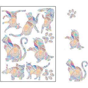 2 Pack Cat Anti-Collision Window Clings, Static Window Decal Non Adhesive Prism Vinyl Rainbow Sticker for Preventing Birds Strike