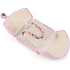 iSuperb Pink Velvet Necklace Box Jewelry Gift Box Long Chain Pendant Bracelet Jewelry Display Boxes for Wedding Engagment Proposal Gift(Long chain box)