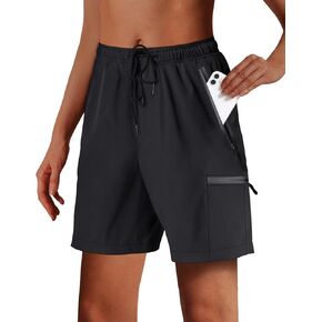 Hmuuo Women's Hiking Cargo Shorts Quick Dry Lightweight Summer Shorts for Women Travel Athletic Golf with Zipper Pockets