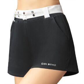 Women's Athletic Shorts Mid Waisted Running Shorts Mesh Liner Casual Elastic Workout Shorts with Pockets