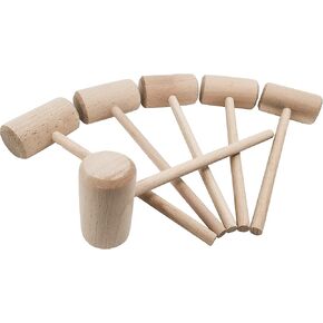 8-Inch Large Wooden Crab Lobster Mallet, Seafood Hammers Shellfish Mallets, Wooden Hammer for Chocolate, Hammer Golf Tees, Breakable Heart Hammer, Natural Hard Beechwood (6 Pcs)