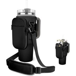 Crossbody Carrier Bag with Phone Pocket for Stanley 40 oz Tumbler with Handle & Simple Modern 40oz Tumbler - Water Bottle Sling Sleeve Holder for Stanley Cup Accessories with Adjustable Shoulder