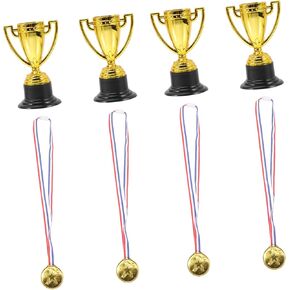 INOOMP 8 قطع من الأكواب الذهبية البلاستيكية الصغيرة جوائز وجوائز تذكارية ميداليات المركز الأول للأطفال، لعبة جوائز للأطفال، ميداليات تذكارية للحفلات للأطفال، ألعاب الأطفال السائبة، ملحقات الأطفال in Kuwait