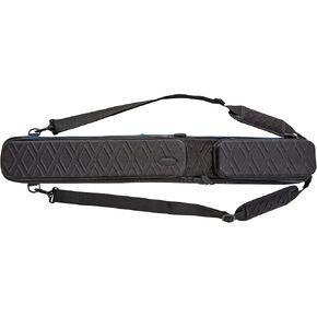 Parallax Diamond Billiard/Pool Cue Case 600D Heavyweight Polyester Fabric, Padded Interior & Two Accessory Pockets, Holds 1 Complete 2-Piece Cue (1 Butt/1 Shaft), Black with Blue Trim