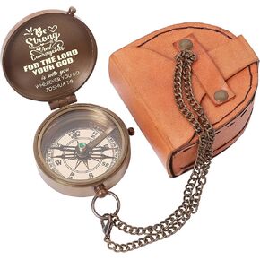 Be Strong and Courageous Engraved Compass, Confirmation Gift Ideas, Baptism Gifts, Inspirational Gift Nautical Antique Magnetic Compass